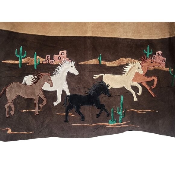 Vintage Quacker Factory Genuine Suede Western Jacket Horses & Southwest - Picture 10 of 15